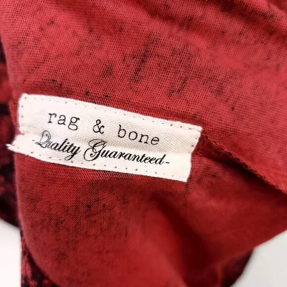 Rag & Bone Tshirt All Over Snake Print Red Organic Cotton Size XS Short Sleeve - Picture 7 of 12